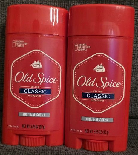 (2) Old Spice Classic Men's Deodorant, Solid Stick, Original Scent, 3.25 oz each