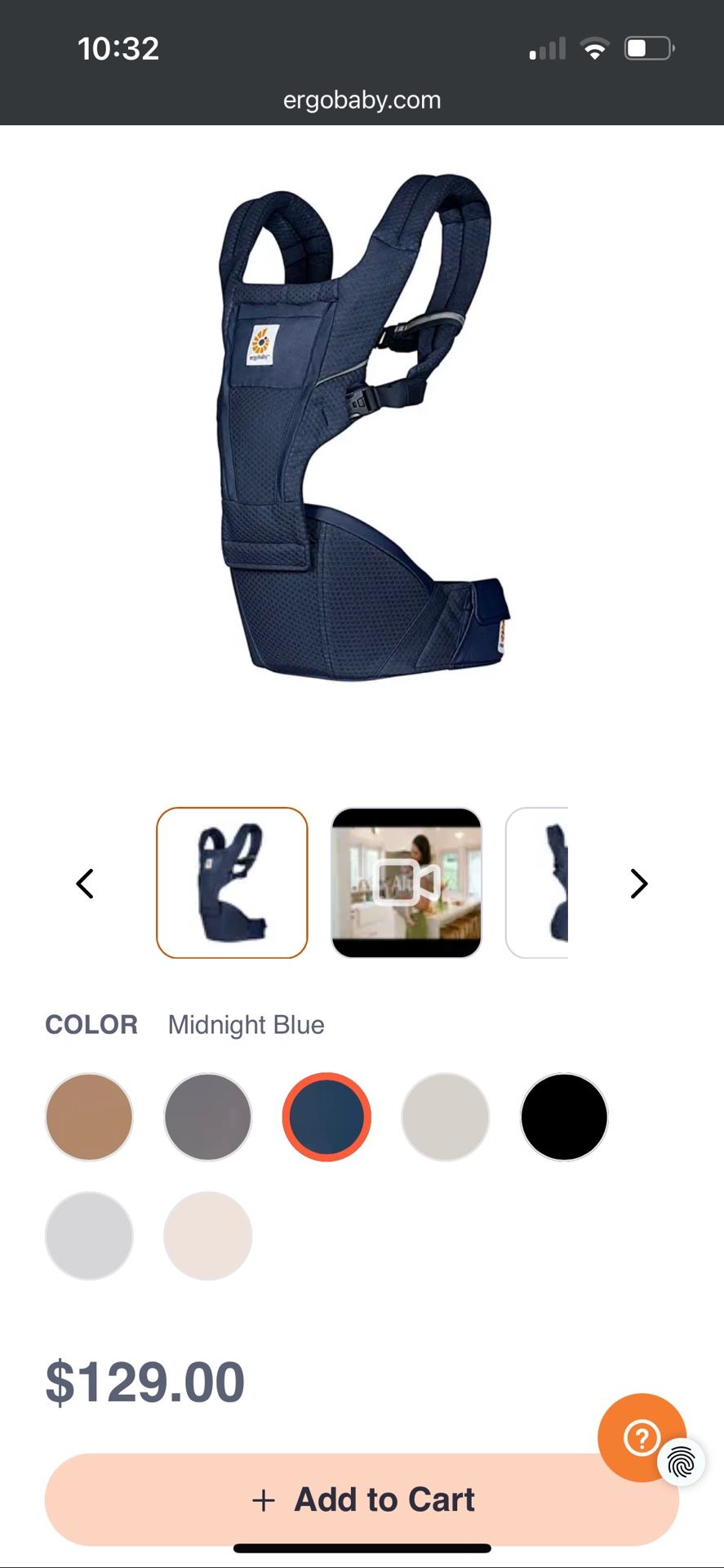 Ergobaby Alta Hip Seat Baby Carrier