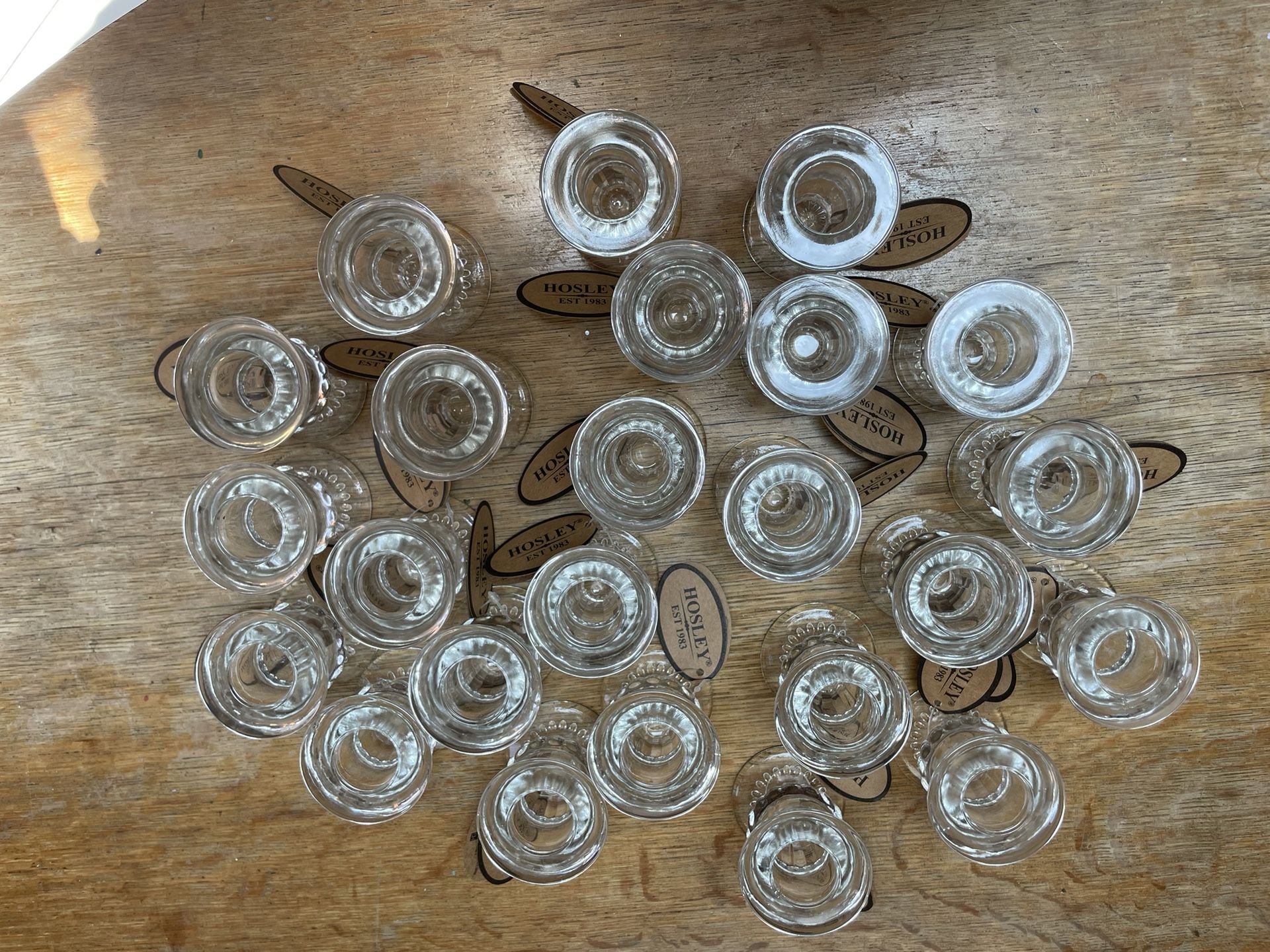 Lot of 24 New Glass Taper Candle Holders