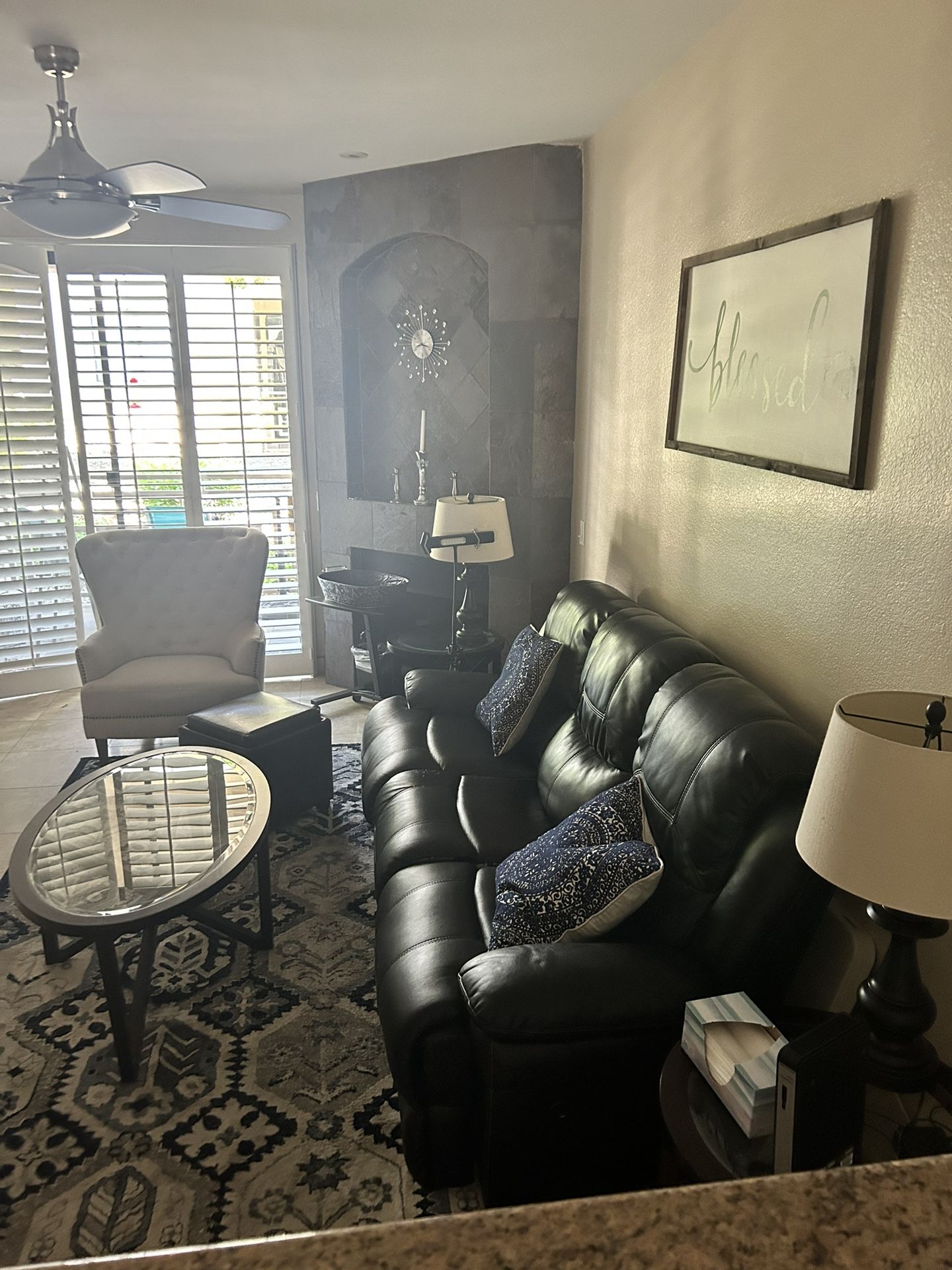 Leather Couch With Sides Turn Into recliner With USB And lights