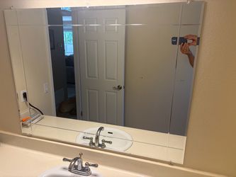 Large Frameless Beveled Wall Mirror
