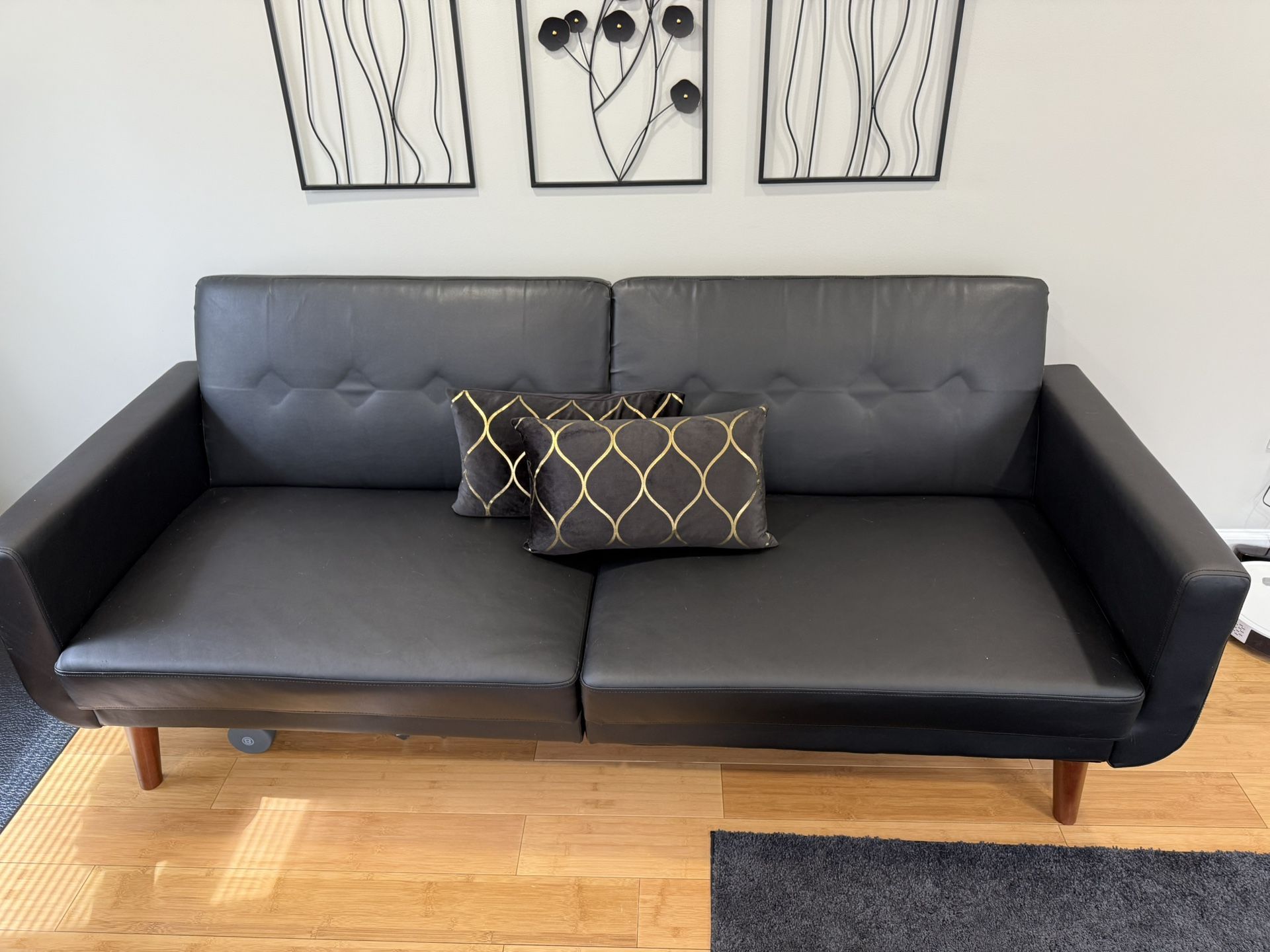 Futon - Black Faux Leather