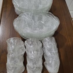 Glass Sandwich Plates And Cups Sets,  Punch Bowl With Cups 