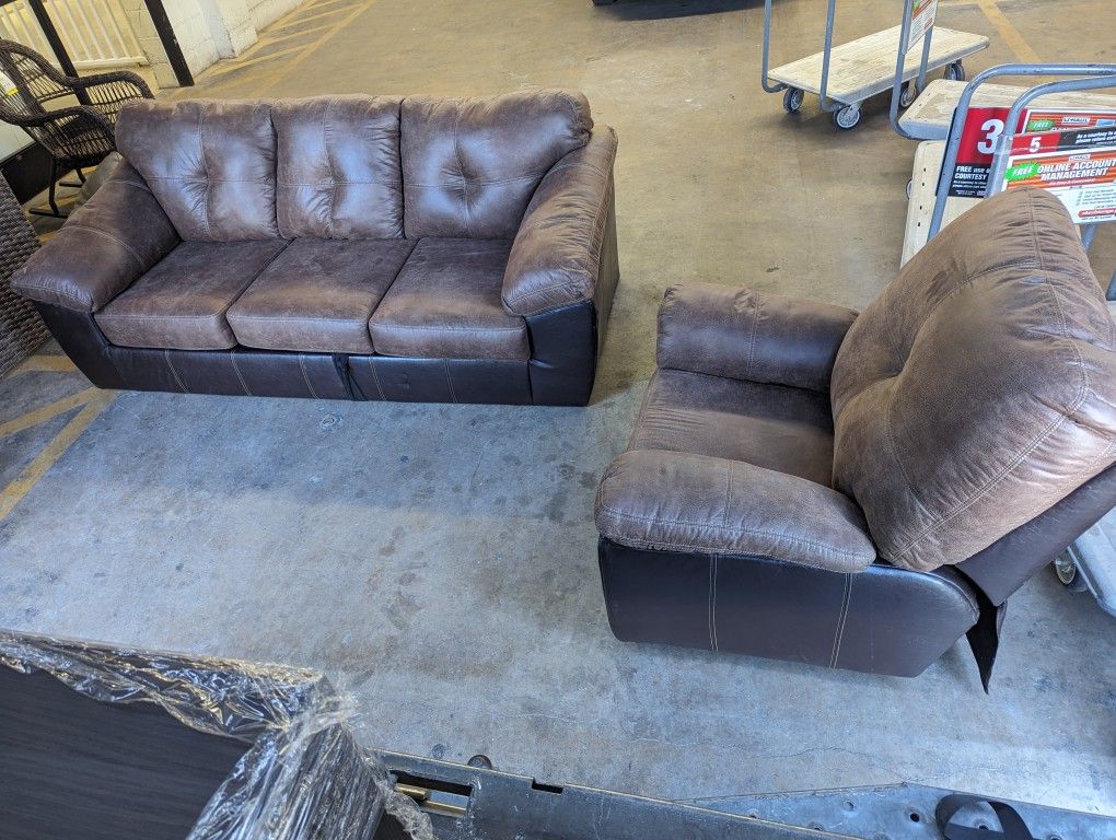 Brown 2pc Recliner Couch Set 