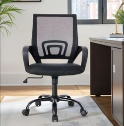 Ergonomic Office Desk Mesh Computer Chair, Mid Back W/Lumber Support & Rolling 360 Swivel Mode, Height Adjustable W/Fixed Armrest For Home, Computer, 