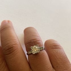 Silver Ring With White Gemstones