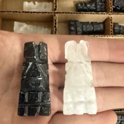 Hand Carved Aztec Stone Chess Set New