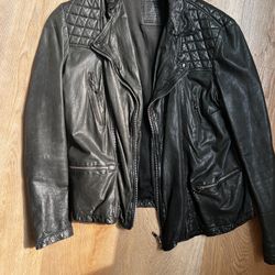 All Saints all leather black biker jacket LARGE