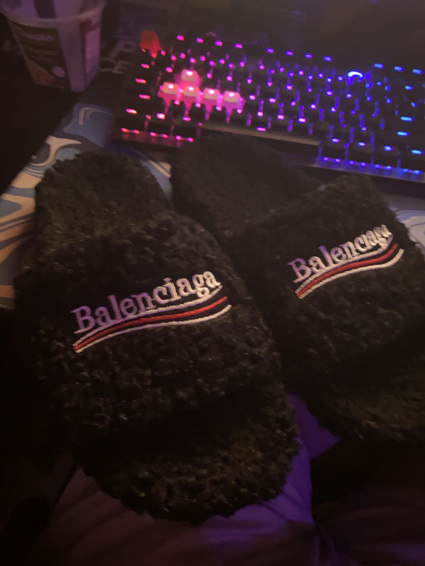 Balenciaga furry slides size 10