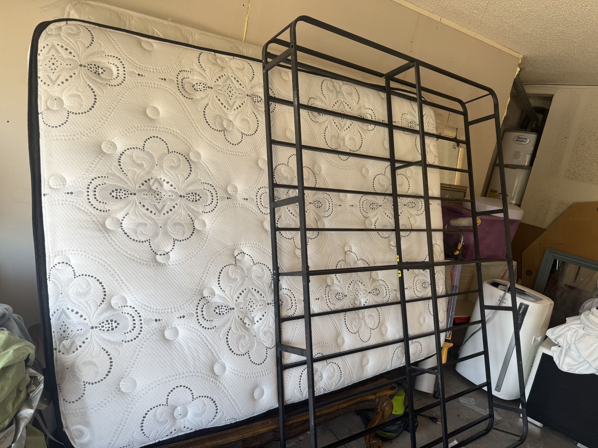 queen Bed frame and mattresses