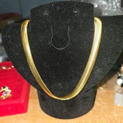 16 Inch 6mm Gold Over Silver Snake Chain