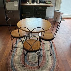 Oak Wrought Iron Table And Chairs
