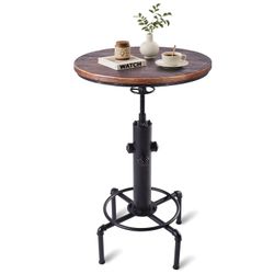 Industrial Tall Bistro Table 32.3-36.2",Adjustable Swivel Pub Table, Kitchen Dining Coffee Bistro Table Metal Hydrant Stylish Design Table