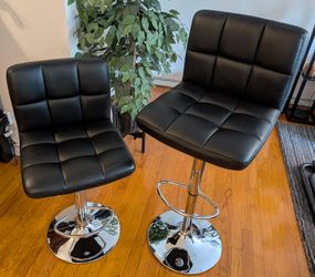 Adjustable Swivel Bar Stools – Set of 2 – Black