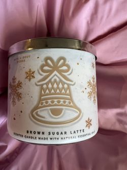 Bath & Body Works BROWN SUGAR LATTE Large Scented Luminary 3 Wick Candle 14.5 oz