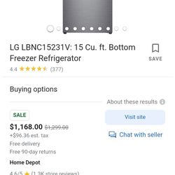 NEW LG REFRIGERATOR WITH BOTTOM FREEZER
