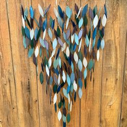 XXL Purple Blue & Green Stained Glass Driftwood Cascade Wind Chime Sun Catcher