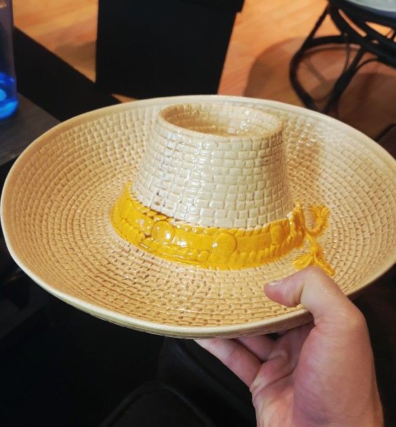 Vintage Whittier Pottery Sombrero Chip & Dip Bowl