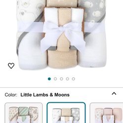 Hooded Baby Bath Towel and Washcloth 6 Piece Set for Newborns, Infants & Toddlers, Boys & Girls Baby Hooded Towels Set (Little Lambs & Moons)