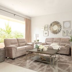 2-Piece Pillow Top Arm Living Room Set Beige - $769