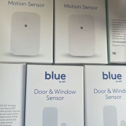 Blue ADT Motion And Door And Window Sensors .