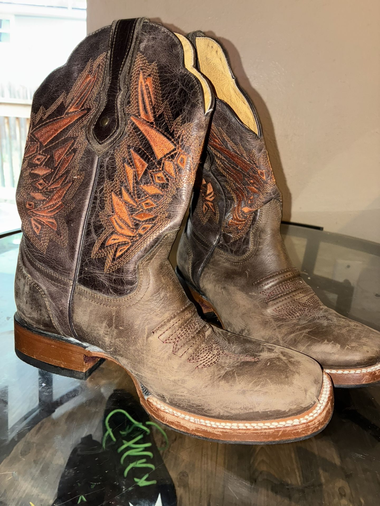 Brown And Orange Boots