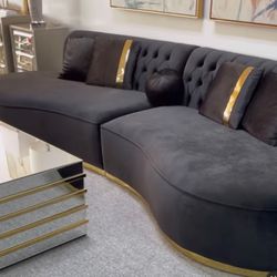 BRAND NEW! Ella Velvet Curved 130" Sectional