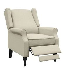 StyleWell Reedbury Biscuit Tan Upholstered Wingback Pushback Recliner