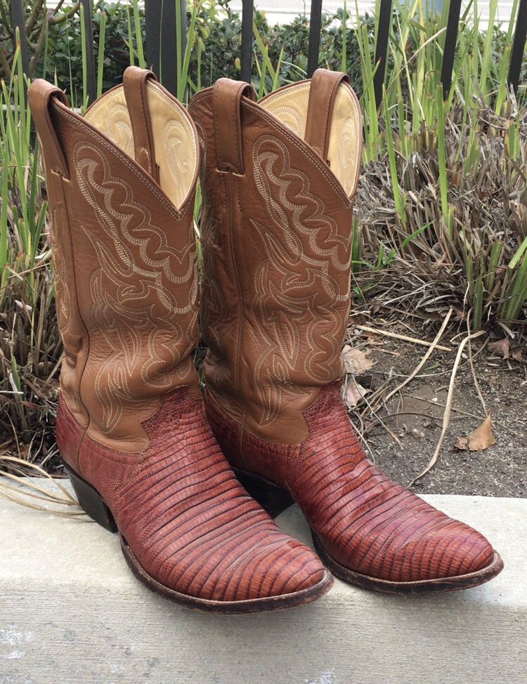 Vintage Justin cowboy western lizard skin boots 9088 size 9D