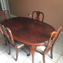 Seven Piece Dining Room Set With Extension AndChina Cabinet