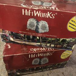 2 Boxes (2 Sets) HiFi Works Outdoor Rock Speakers (Model 30028) – Open Box, Unused