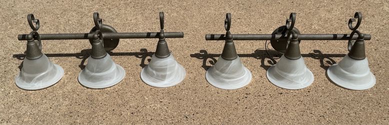 Pair of Rustic metal vanity light fixtures