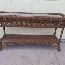 RATTAN/WICKER CONSOLE TABLE, ENTRY TABLE OR SOFA TABLE