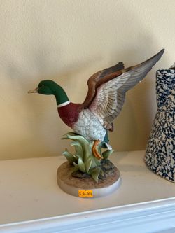 Vibrant Mallard Duck Figurine with Spreading Wings