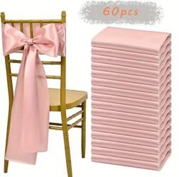 Satin chair sashes bows dusty rose