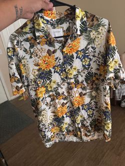 Cactus Man Floral Button-Up Short Sleeve Shirt XL