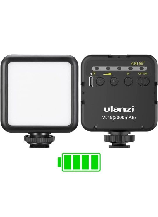 2000mAh LED Video Light w 3 Cold Shoe, Rechargeable Soft Light Panel, Portable Photography Lighting for DJI OSMO Sony DSLR Canon Camera GoPro Vlogging