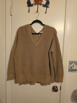 Michael Kors Tan Chunky Knit V-Neck Sweater
