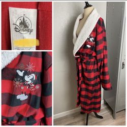 Disney Intima&  | Disney Christmas Fur Trim Mickey Robe Sz 2XL| Color: Black/Red...