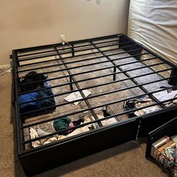 King Size Bed Frame with 4 drawers