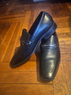 Black Leather Loafers with Silver Bit