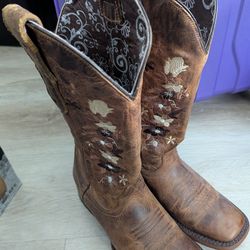 Rockem Western Cowgirl Leather Boots 7.5 EE