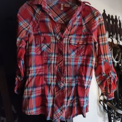 Teen Red Plaid Button Up Shirt