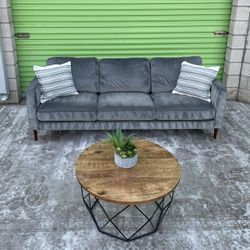*Free Delivery* Velvet Gray Modern Living Spaces Couch Sofa