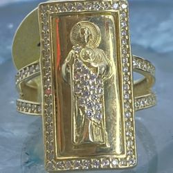 $700 Yellow Gold San Judas Saint Jude W Zirconia Ring