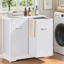 Pull-Out Laundry Sorter Cabinet with Removable Bags, Laundry Basket