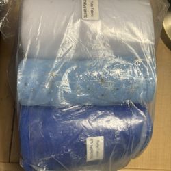3 Tulle Fabrics Blue and White 
