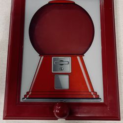 Vintage Red Gumball Machine Dispenser Wall Hanging Picture Frame 
