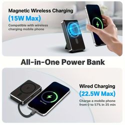 10000Mah Wireless Power Bank Portable Charger with Stand