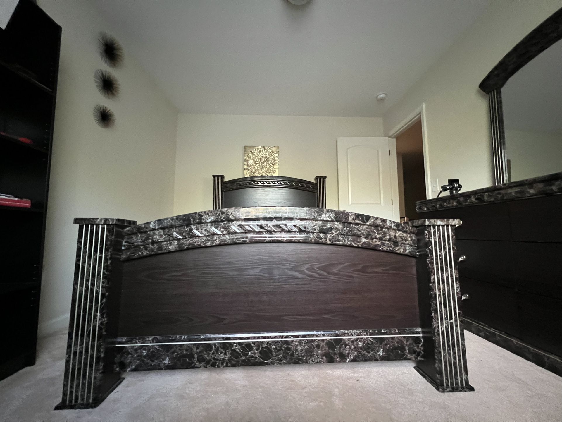 Queen size bed frame and dresser set